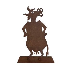 1991 Stamped Modernist Rosemary Pozzi Franzetti Metal Cow Sculpture
